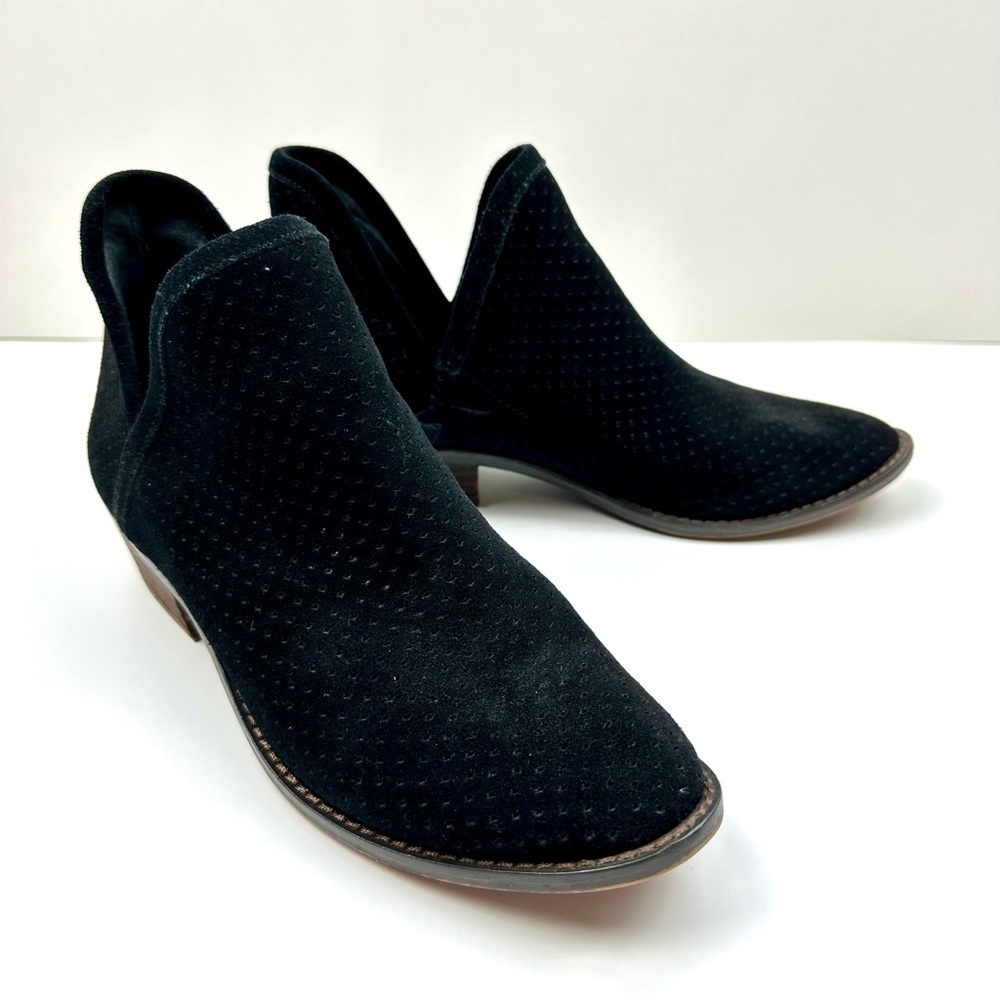 Lucky Brand Kambry Black Suede Perforated Bootie, 9